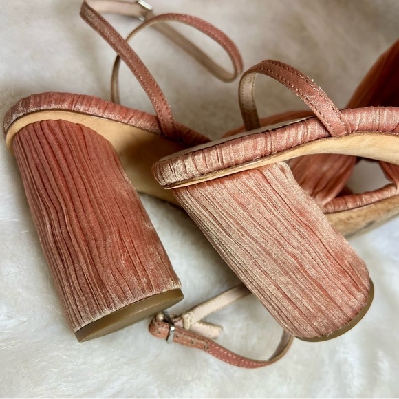 Loeffler Randall light pink sling back shoes camellia sandals chunky heels - Picture 7 of 13